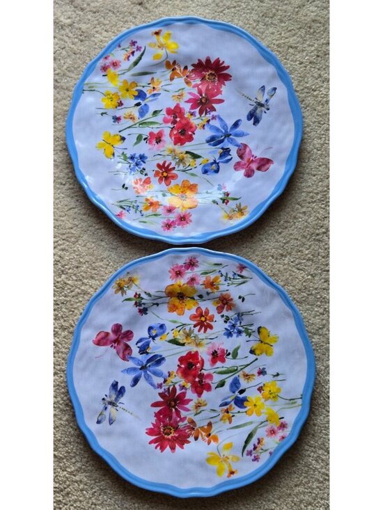 Far East Brokers and Consultants Inc. Other - Far East Brokers & Consultants Butterfly Dragonfly Floral Dinner Plates Lot of 2
